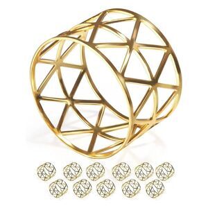 12 Pack Napkin Rings Holders Gold Color Hollow Design Décor Dinner Party